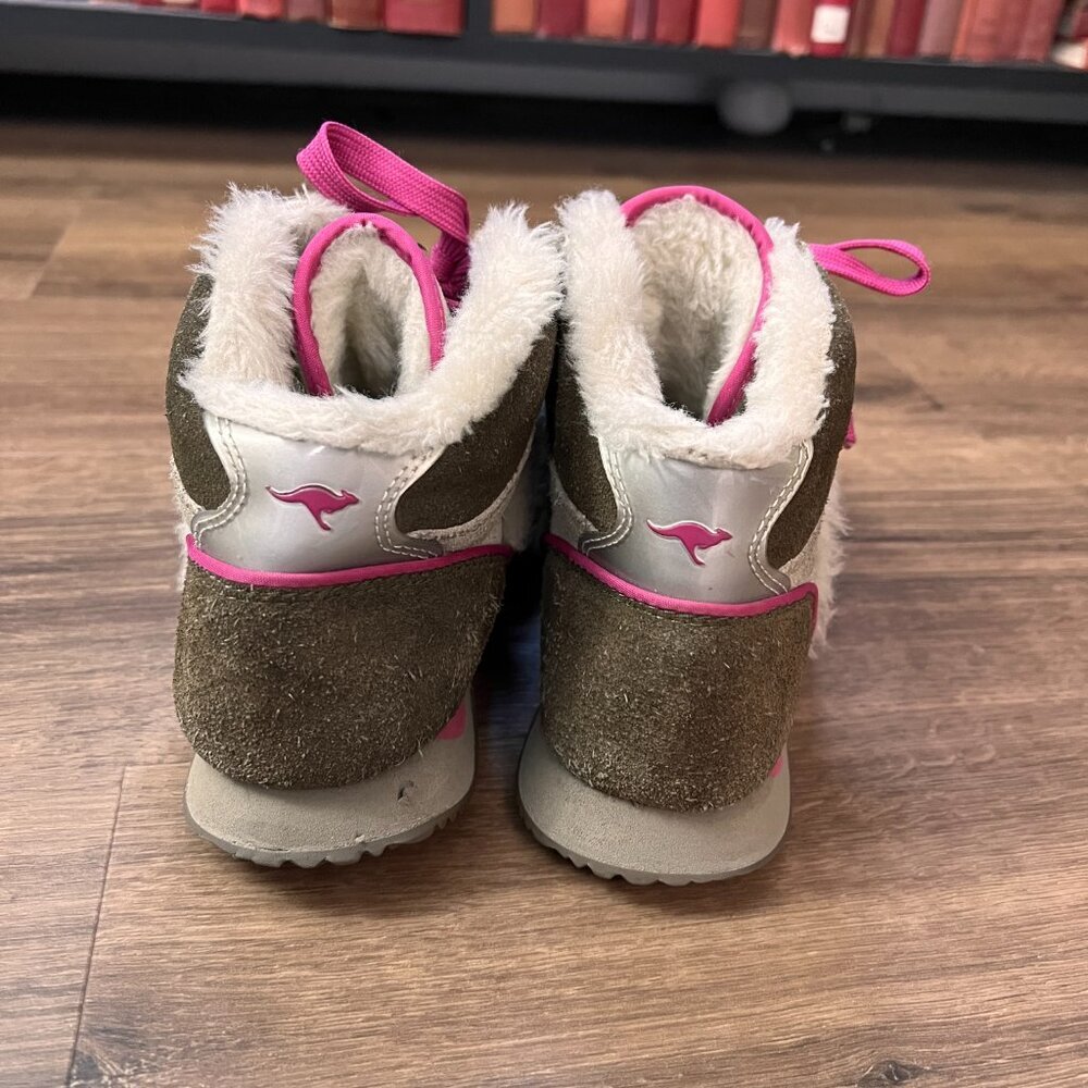 Kangaroos 'Roocicles' Leather Suede Pink High Top  Shearling Lined Snow Sneakers - Picture 9 of 11